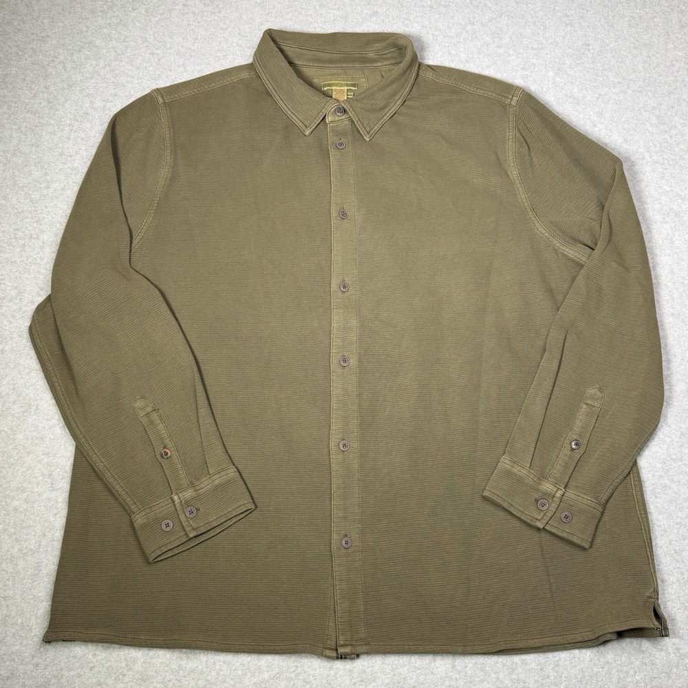 Carbon2Cobalt Mens XXL Green Casual Stretch Button Front Shirt Effortlessly Cool
